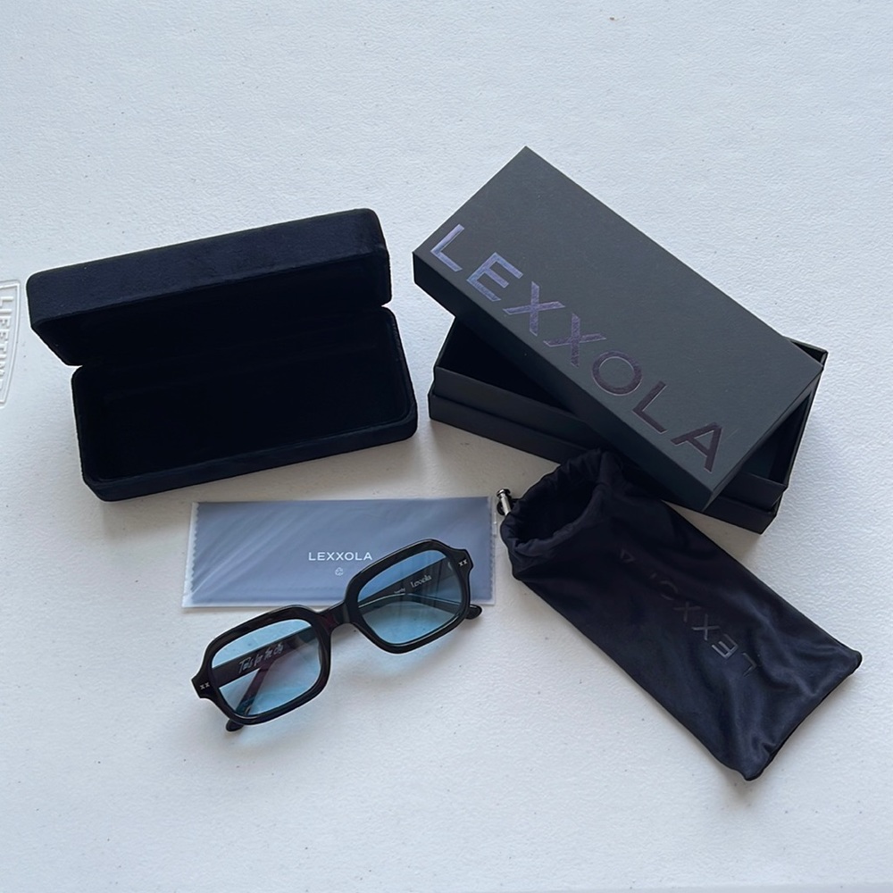 Lexxola Jordy Square Frame Tortoiseshell Acetate Sunglasses in Blue